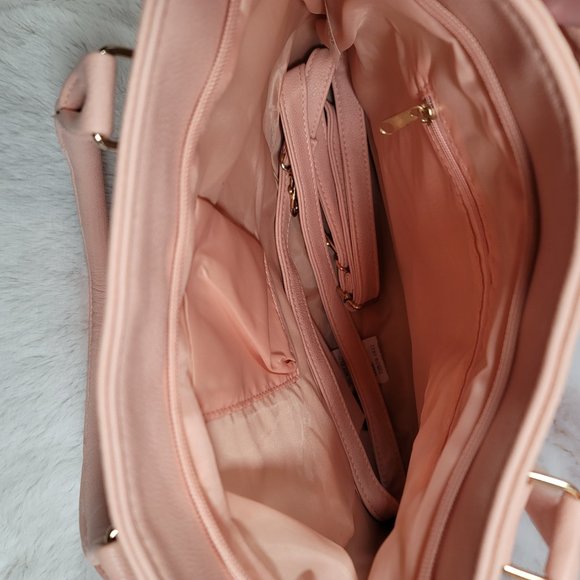 Pink Floral Handbag Tote & Wristlet Wallet Bundle Spring Summer Garden - Picture 7 of 12